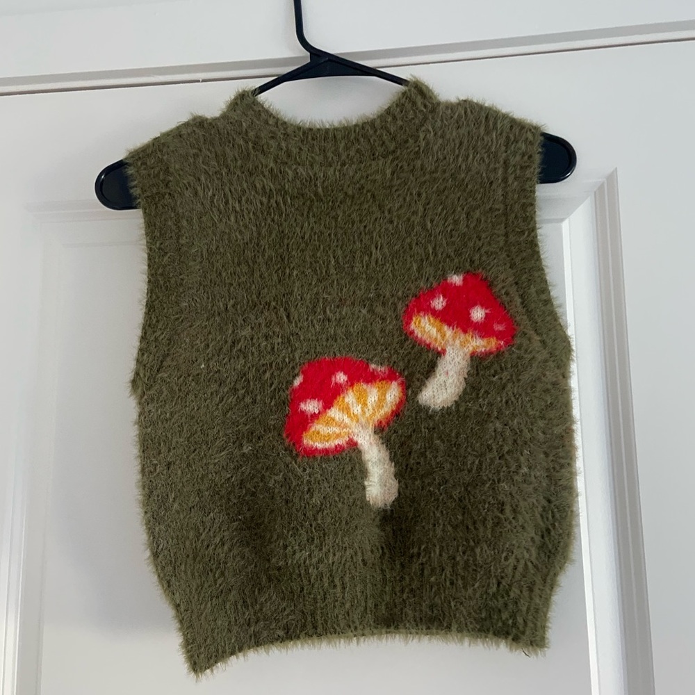 Mushroom fuzzy sweater top